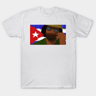 Funny Cuban Smelling Cigar, Cuban Flag on the Background T-Shirt